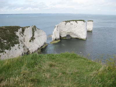 Primera vista de los acantilados blancos de Old Harry