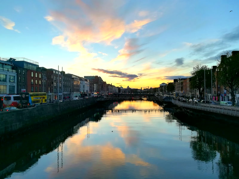 Atardecer sobre el Liffey
