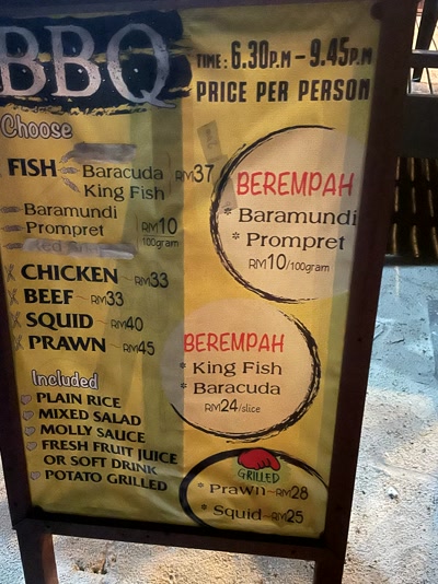 El menú de la barbacoa