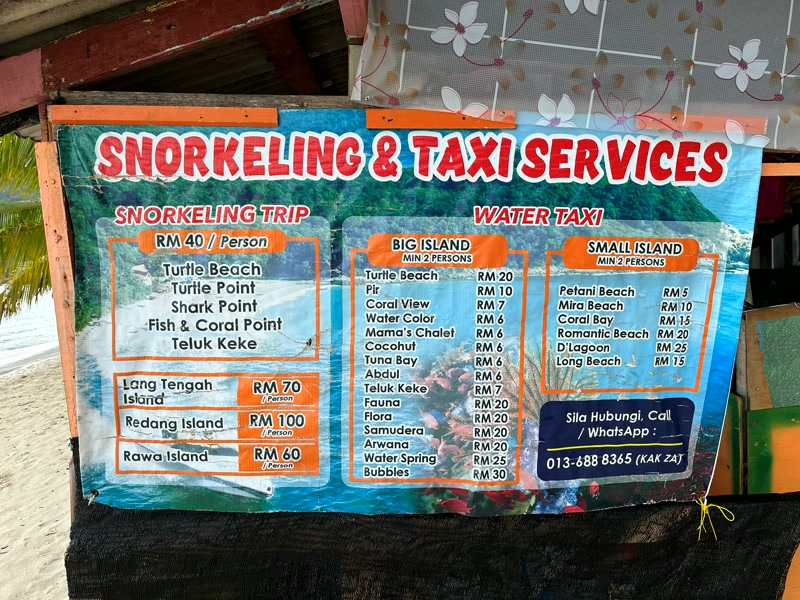 Los precios de las excursiones