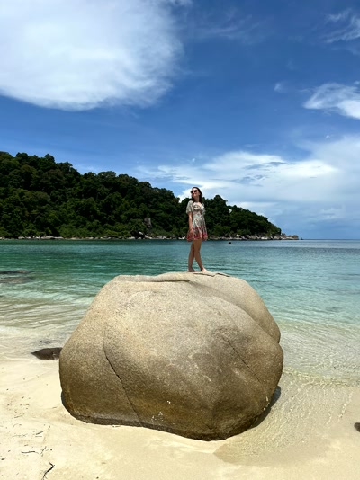 En la roca de la playa
