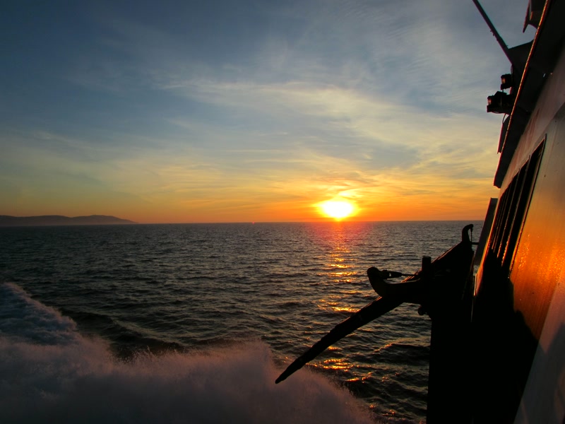 Puesta de sol desde el ferry