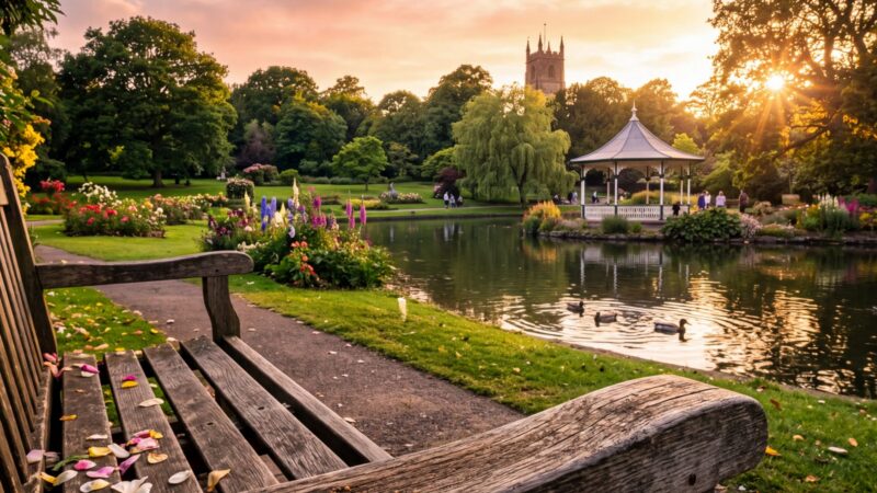 Taunton, Somerset: Vivary Park con el quiosco y el estanque