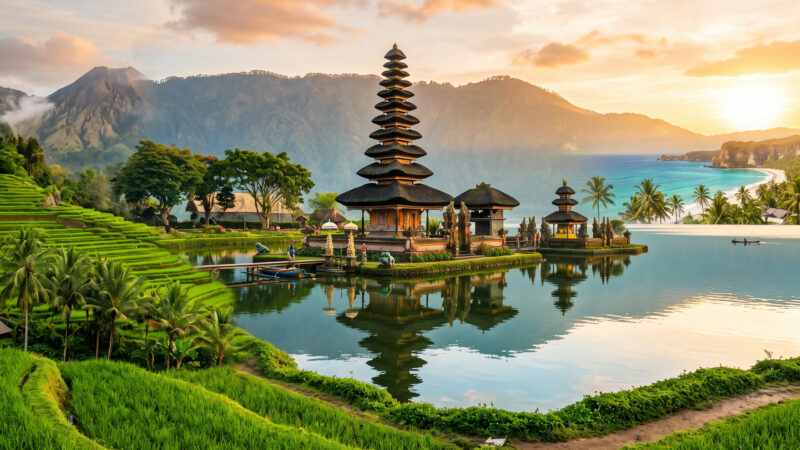 Viaje a Bali: el templo Ulun Danu sobre el lago, arrozales y playa