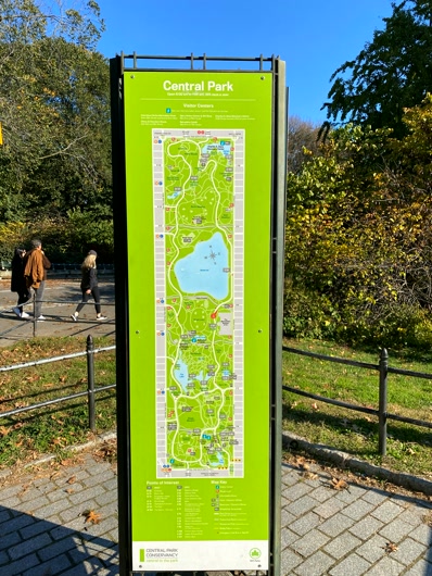 El mapa de Central Park a la entrada